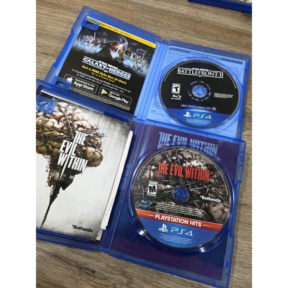 PS4 Game Bundle Battlefield 1, 4, The Evil Within, Star Wars, Destiny, Spiderman